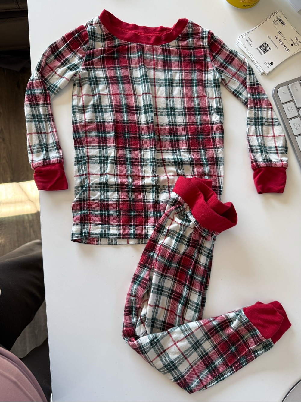 Little sleepies, 12-18 months red Plaid Kids Pajama Set - bambok